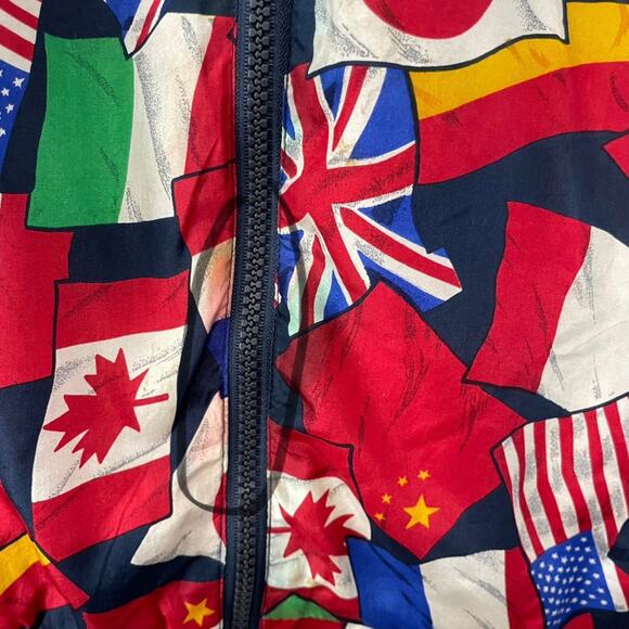 Lavon Vintage World Flag Print Silk Jacket | Multicolor | Size Medium - Picture 8 of 8